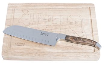 Laguiole Style de Vie Santoku Knife Olive Wood with Chopping Board